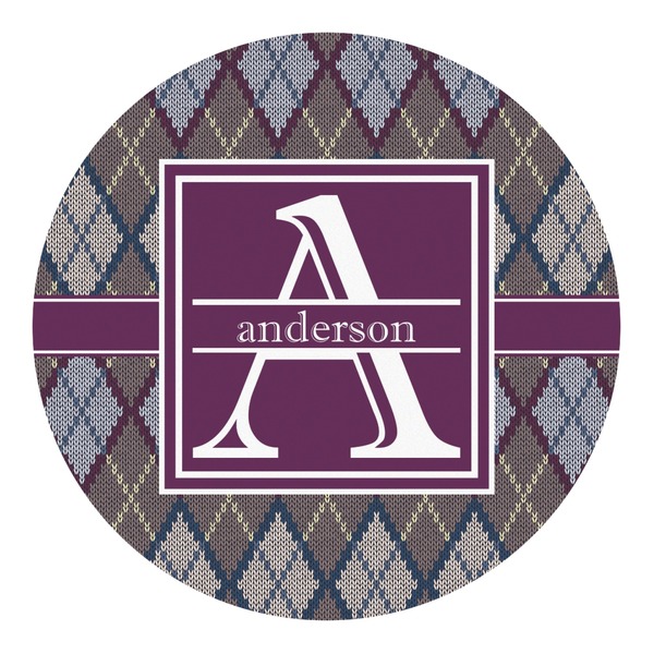 Custom Knit Argyle Round Decal - Large (Personalized)