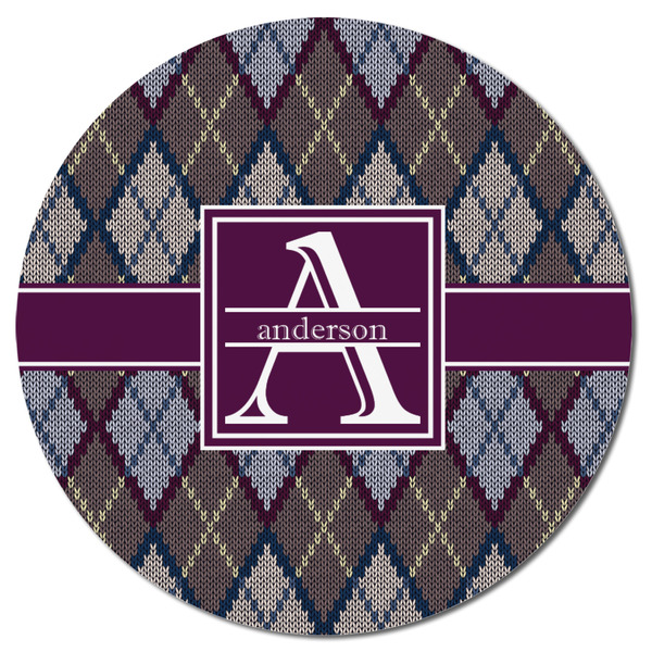Knit Argyle Round Fridge Magnet - FRONT