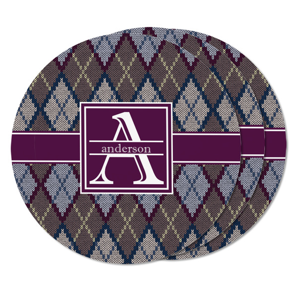 Knit Argyle Round Fridge Magnet - THREE