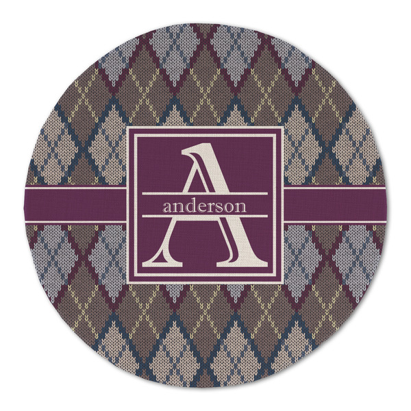 Knit Argyle Round Linen Placemats - FRONT (Double Sided)