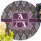 Knit Argyle Round Linen Placemats - Front (w flowers)