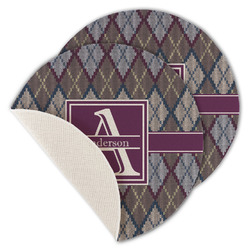 Knit Argyle Round Linen Placemat - Single Sided - Set of 4 (Personalized)