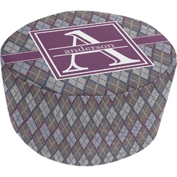 Knit Argyle Round Pouf Ottoman (Personalized)
