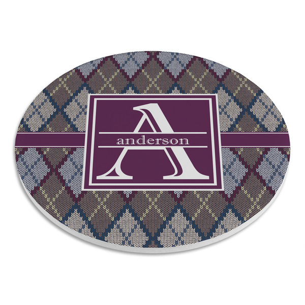 Knit Argyle Round Stone Trivet - Angle View
