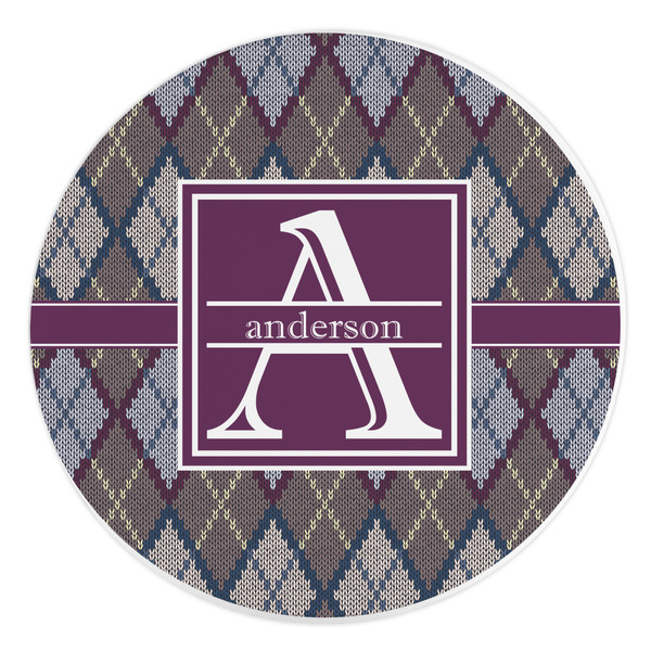 Custom Knit Argyle Round Stone Trivet (Personalized)
