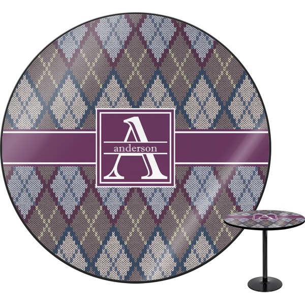 Custom Knit Argyle Round Table - 24" (Personalized)