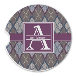 Knit Argyle Sandstone Car Coaster - Single (Personalized)