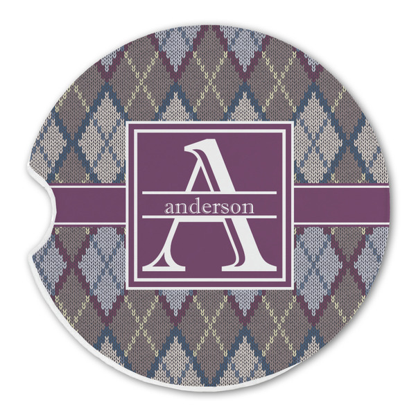 Knit Argyle Sandstone Car Coaster - Single