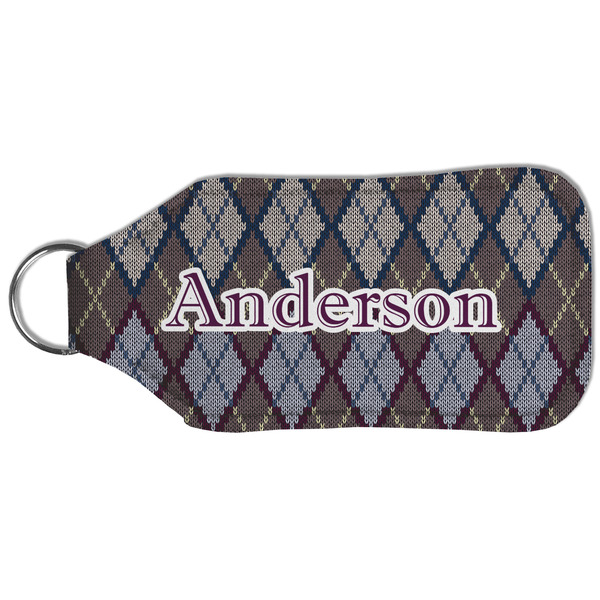 Knit Argyle Sanitizer Holder Keychain - Large (Back)