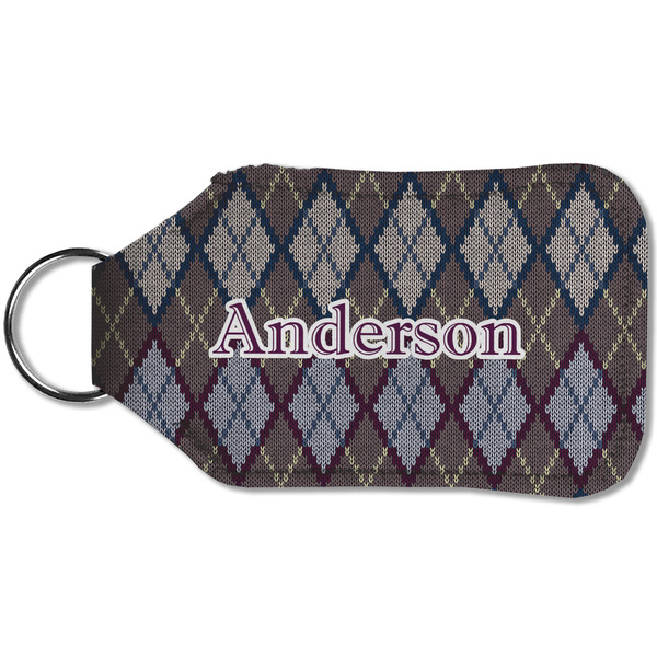 Knit Argyle Sanitizer Holder Keychain - Small (Back)