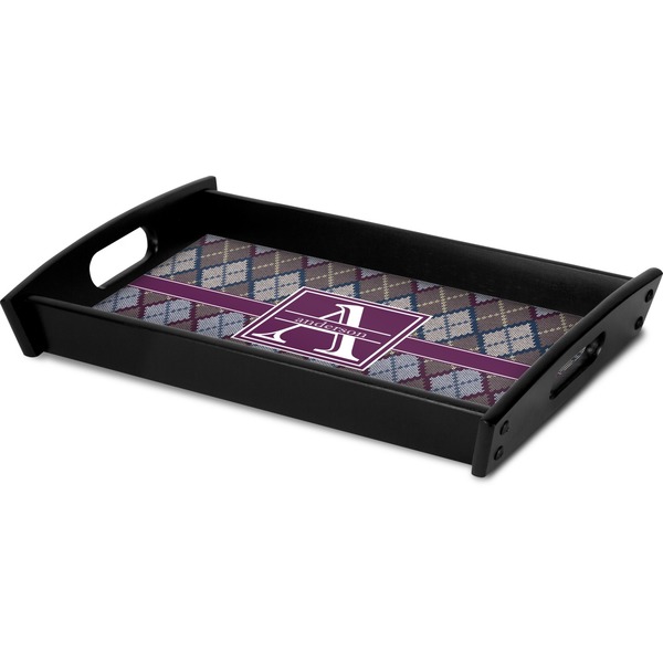 Knit Argyle Serving Tray Black - Corner