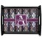 Knit Argyle Black Wooden Tray - Large (Personalized)