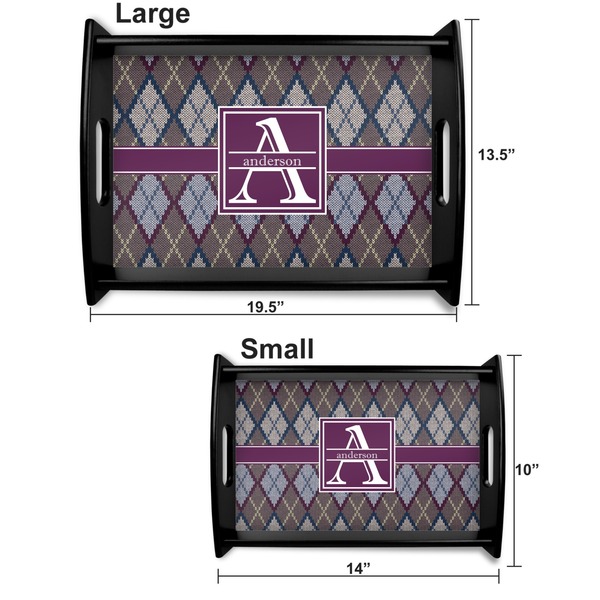 Knit Argyle Serving Tray Black Sizes