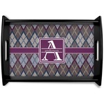 Knit Argyle Black Wooden Tray - Small (Personalized)