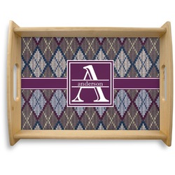 Knit Argyle Natural Wooden Tray - Large (Personalized)