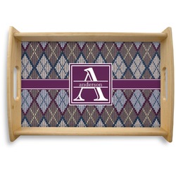 Knit Argyle Natural Wooden Tray - Small (Personalized)
