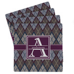 Knit Argyle Absorbent Stone Coasters - Set of 4 (Personalized)