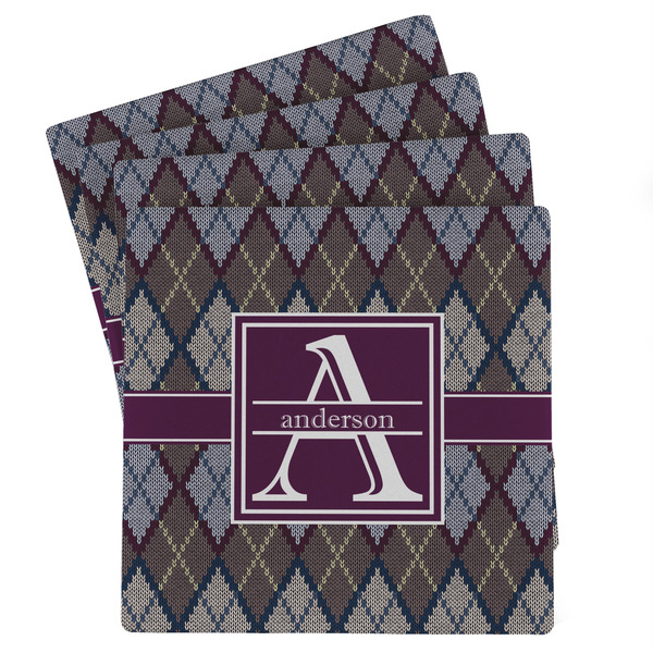 Custom Knit Argyle Absorbent Stone Coasters - Set of 4 (Personalized)