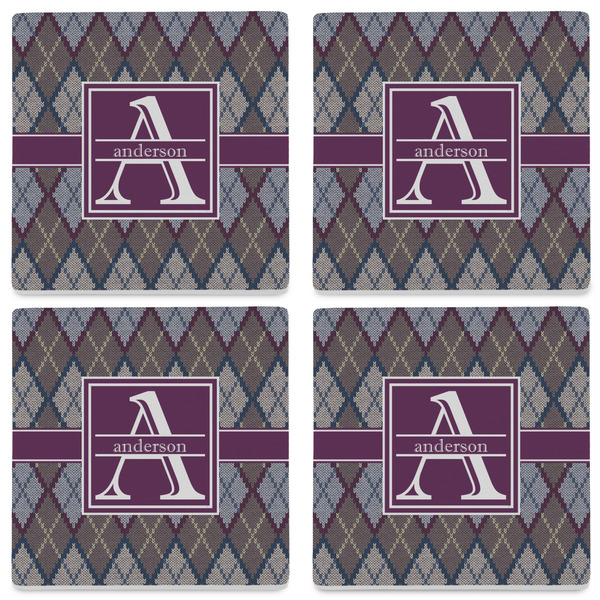 Knit Argyle Set of 4 Sandstone Coasters - See All 4 View