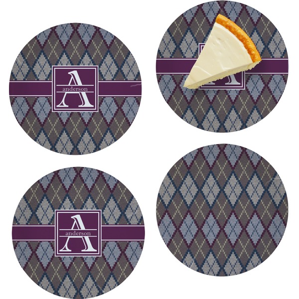 Knit Argyle Set of Appetizer / Dessert Plates