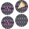 Knit Argyle Set of 4 Glass Appetizer / Dessert Plate 8" (Personalized)