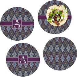 Knit Argyle Set of 4 Glass Lunch / Dinner Plate 10" (Personalized)