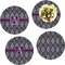Knit Argyle Set of 4 Glass Lunch / Dinner Plate 10" (Personalized)