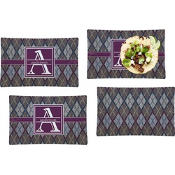 Knit Argyle Set of 4 Glass Rectangular Lunch / Dinner Plate (Personalized)