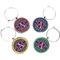 Knit Argyle Wine Charms (Set of 4) (Personalized)