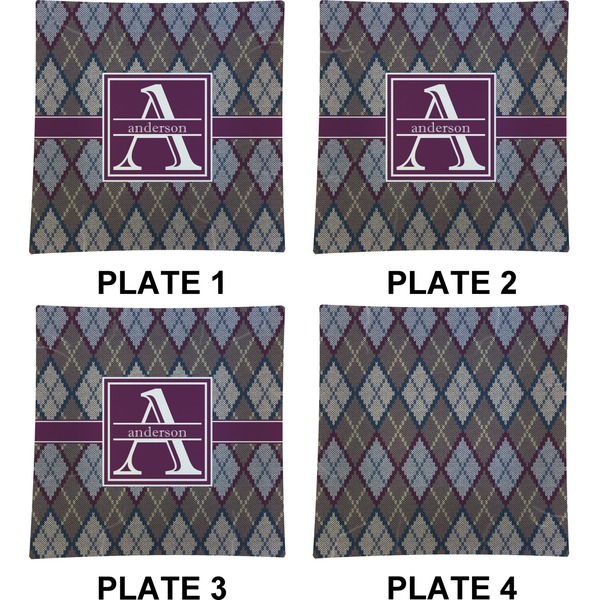 Knit Argyle Set of Square Dinner Plates (Approval)