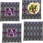 Knit Argyle Set of 4 Glass Square Lunch / Dinner Plate 9.5" (Personalized)