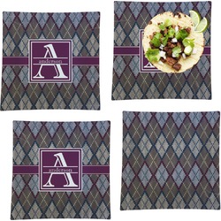 Knit Argyle Set of 4 Glass Square Lunch / Dinner Plate 9.5" (Personalized)