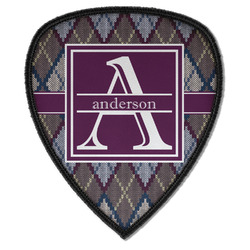 Knit Argyle Iron on Shield Patch A w/ Name and Initial
