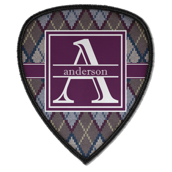 Custom Knit Argyle Iron on Shield Patch A w/ Name and Initial