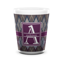 Knit Argyle Ceramic Shot Glass - 1.5 oz - White - Set of 4 (Personalized)