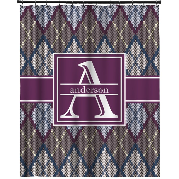 Custom Knit Argyle Extra Long Shower Curtain - 70"x84" (Personalized)