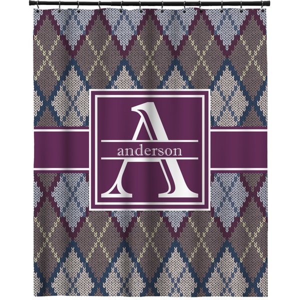 Custom Knit Argyle Extra Long Shower Curtain - 70"x84" (Personalized)