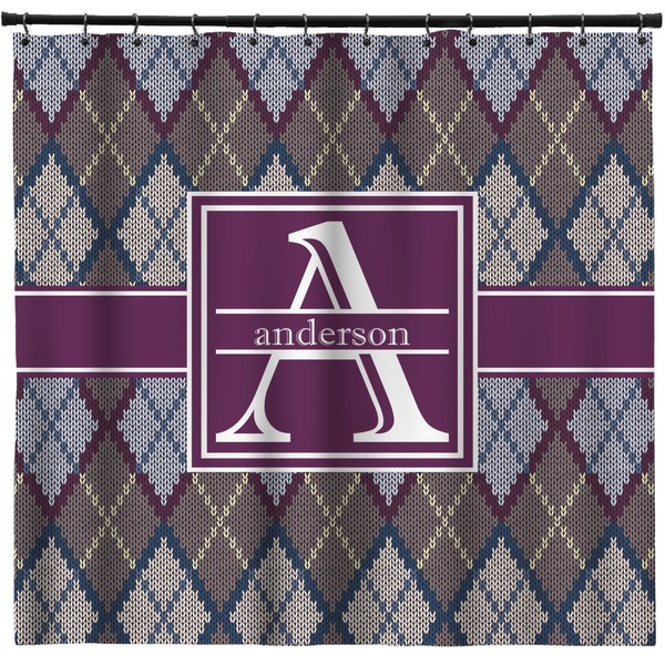 Custom Knit Argyle Shower Curtain - 71" x 74" (Personalized)