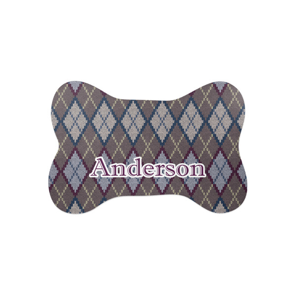 Custom Knit Argyle Bone Shaped Dog Food Mat (Small) (Personalized)