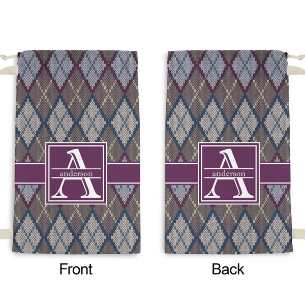 Knit Argyle Small Laundry Bag - Front & Back View