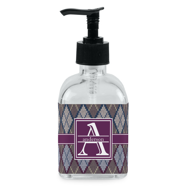 Custom Knit Argyle Glass Soap & Lotion Bottle - Single Bottle (Personalized)