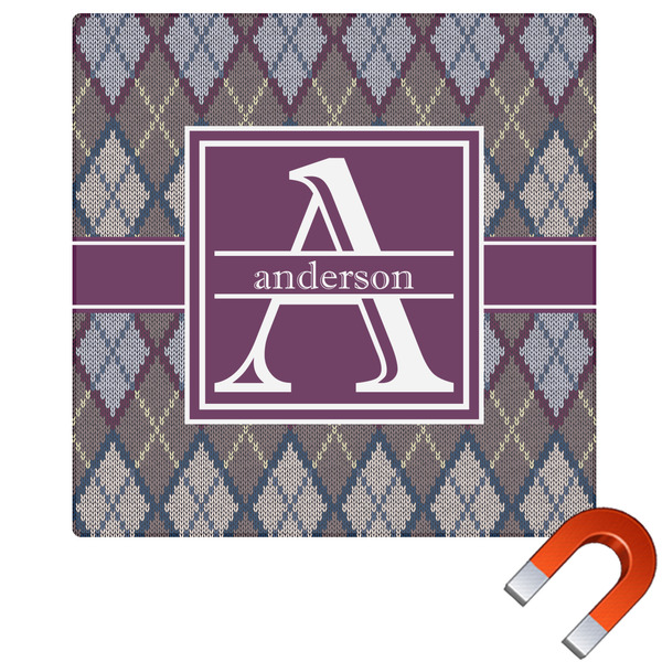 Custom Knit Argyle Square Car Magnet - 10" (Personalized)