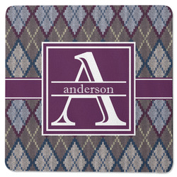 Knit Argyle Square Rubber Backed Coaster (Personalized)