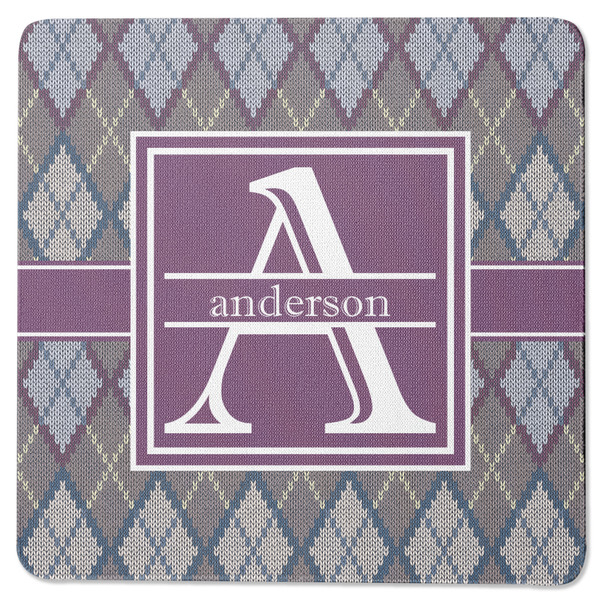 Custom Knit Argyle Square Rubber Backed Coaster (Personalized)