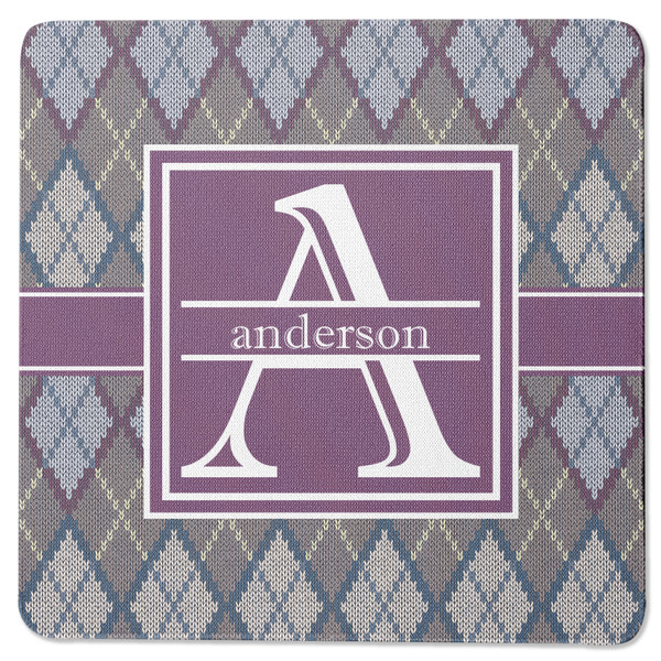 Knit Argyle Square Coaster Rubber Back - Single