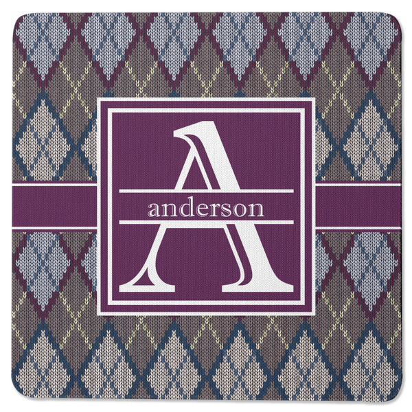 Custom Knit Argyle Square Rubber Backed Coaster (Personalized)