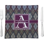 Knit Argyle Glass Square Lunch / Dinner Plate 9.5" (Personalized)