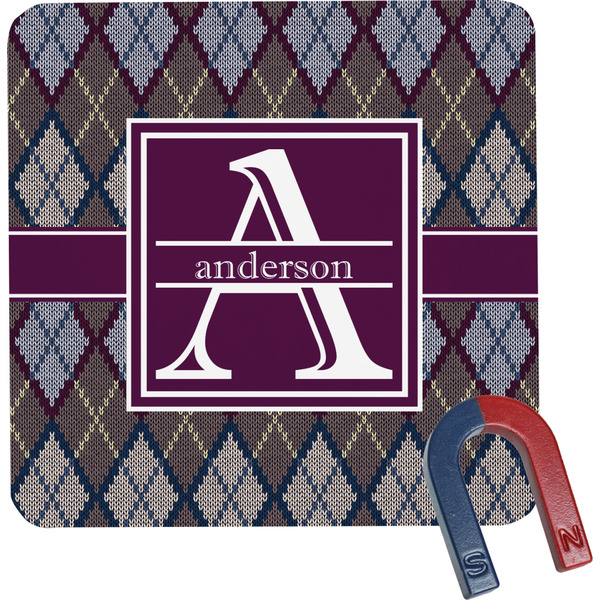 Custom Knit Argyle Square Fridge Magnet (Personalized)