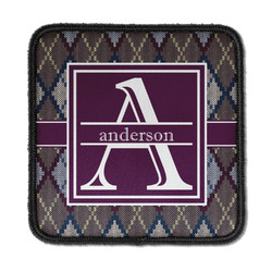 Knit Argyle Iron On Square Patch w/ Name and Initial