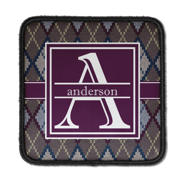 Custom Knit Argyle Iron On Square Patch w/ Name and Initial